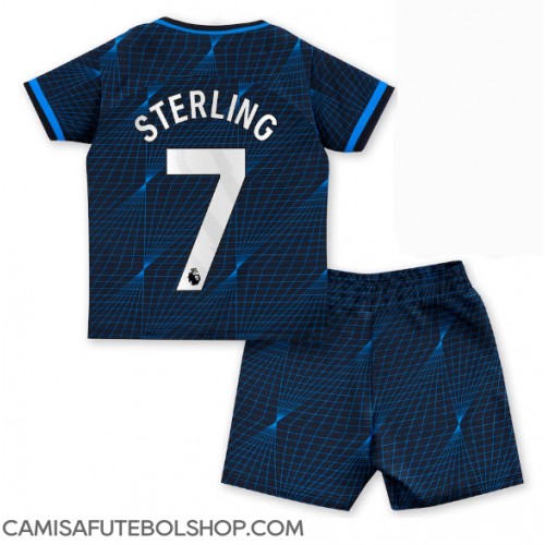 Camisa de time de futebol Chelsea Raheem Sterling #7 Replicas 2º Equipamento Infantil 2023-24 Manga Curta (+ Calças curtas)